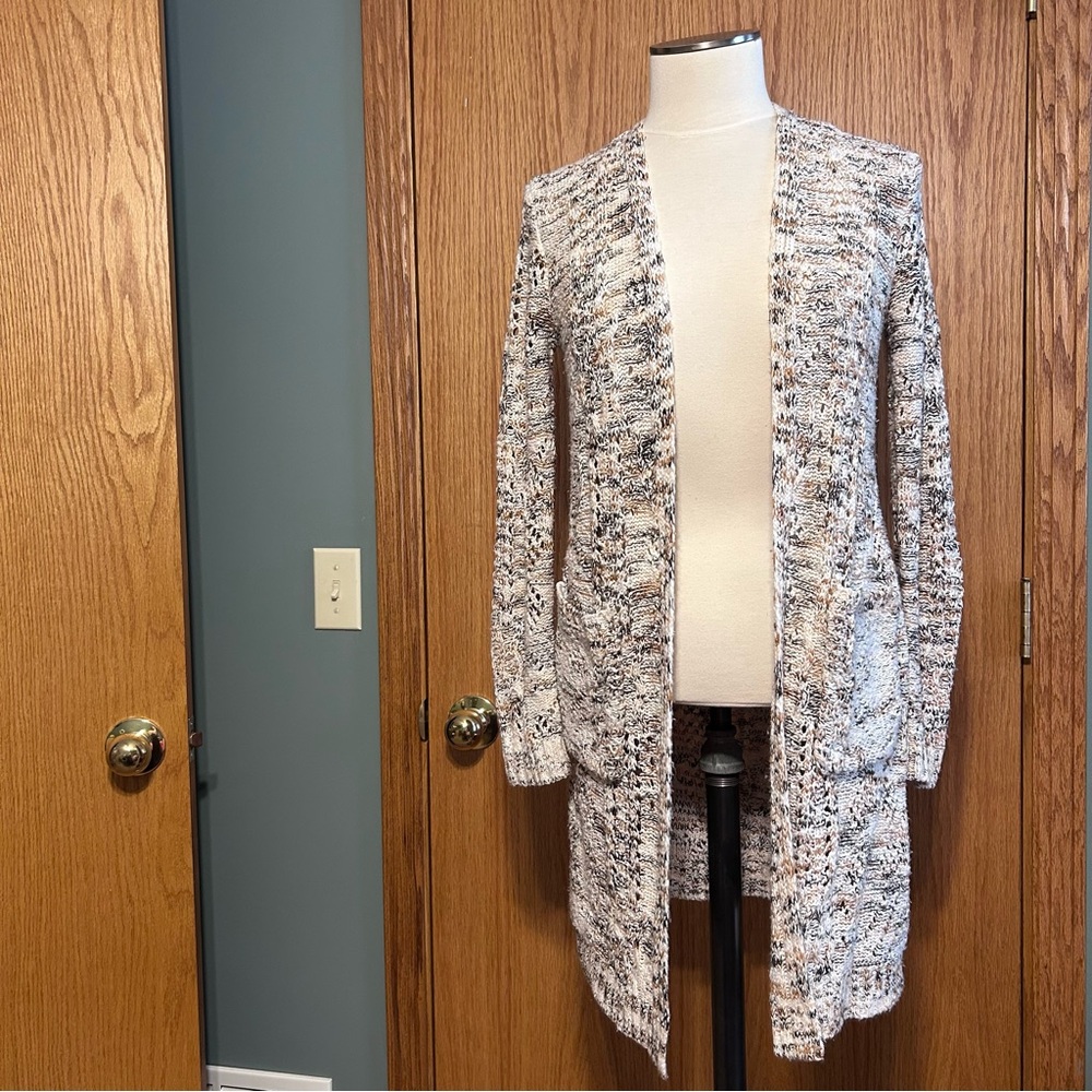 Knox Rose Sweater Women Extra Small Open Knit Duster Cardigan Casual Boho